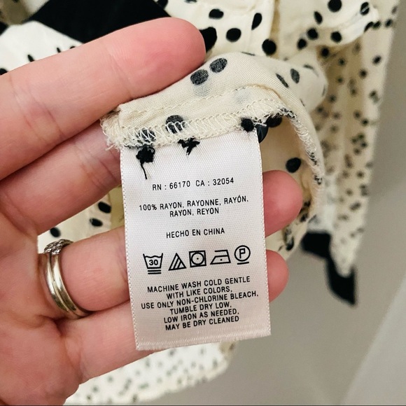 Maeve by Anthro. Polkadot Button Up Cream/Black Sz 2 - Picture 6 of 9
